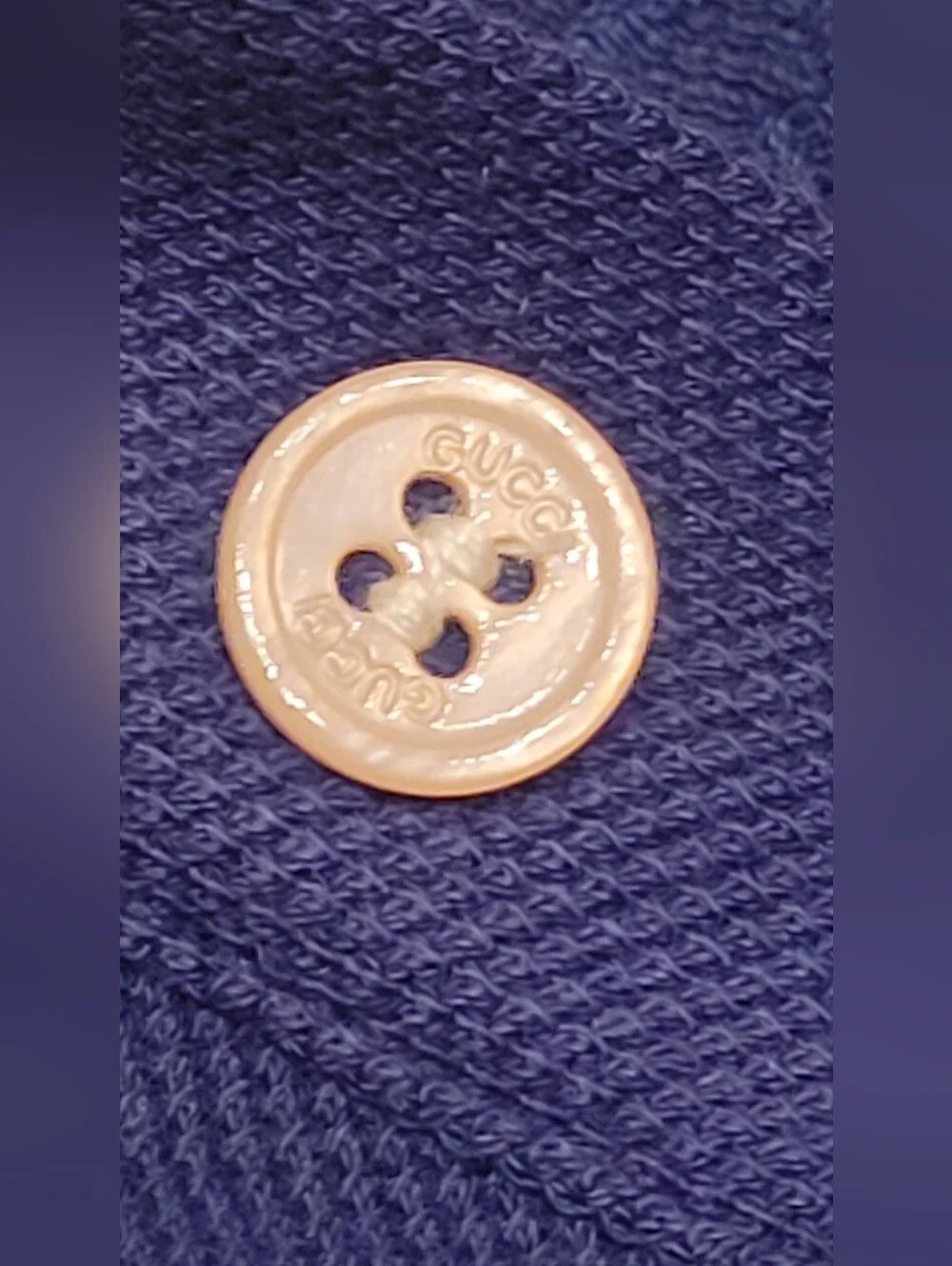 🇮🇹 GUCCI Embroidered 👕Navy Blue GG Jacquard Polo🇮🇹 with Cream Stripe Collar